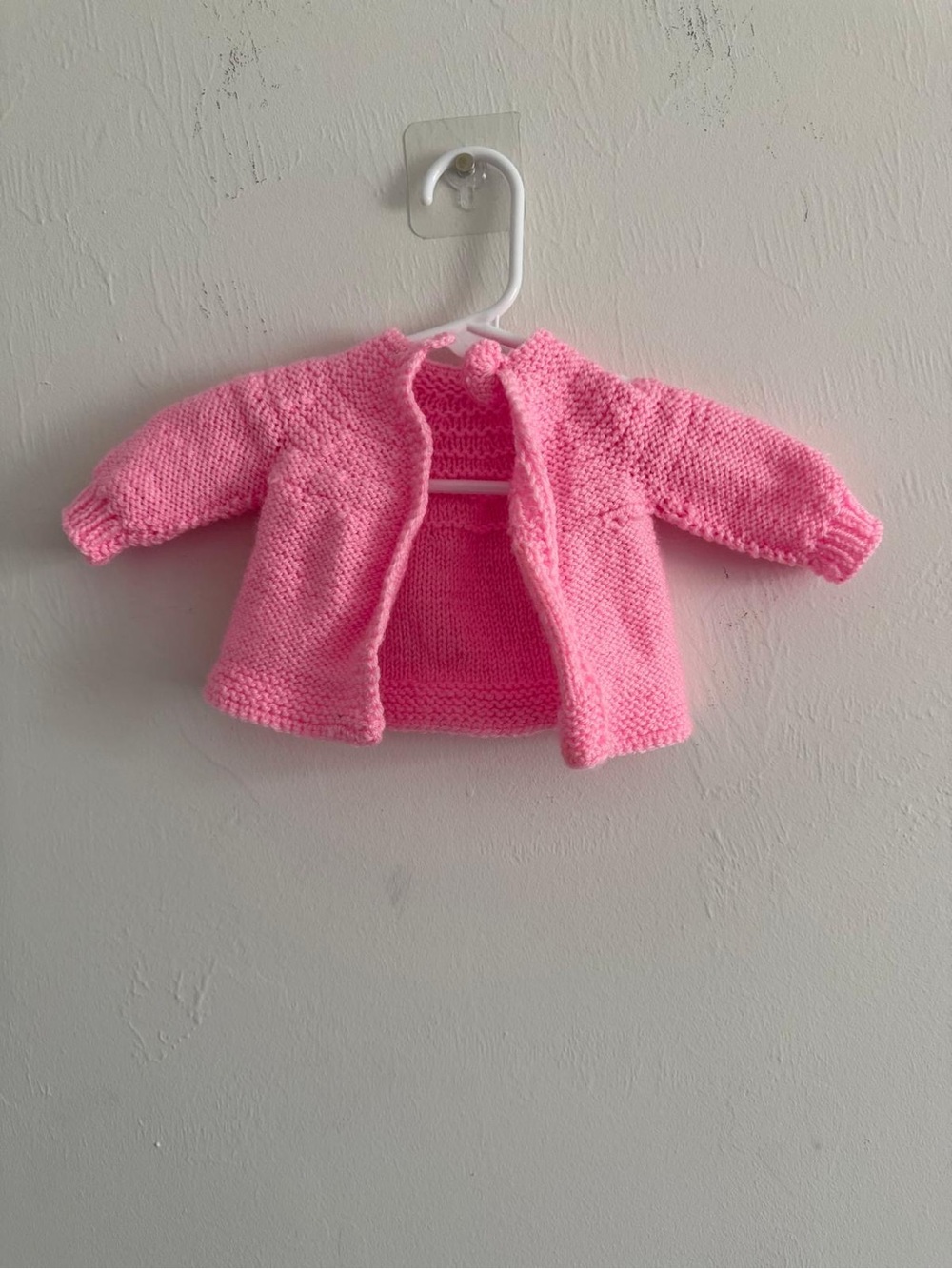 Pink Hand-Knit Doll Cardigan Sweater for Kids